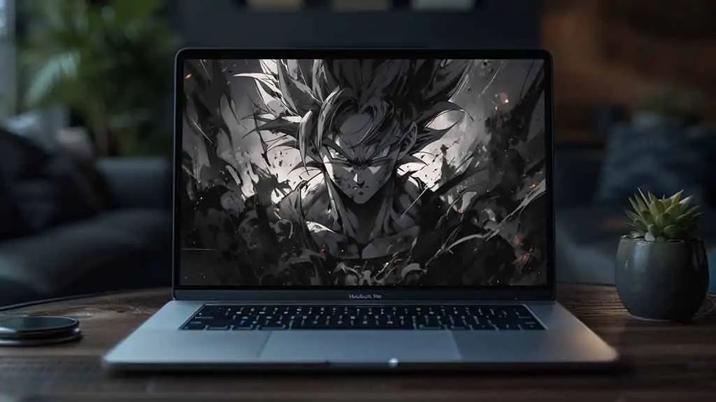 Goku black and white artistic Dragon Ball wallpaper 4k with ember effects monochrome Ultra HD background art free for Pc & Mobile phone