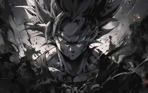 Goku black and white artistic Dragon Ball wallpaper 4k with ember effects monochrome Ultra HD background art free for Pc & Mobile phone