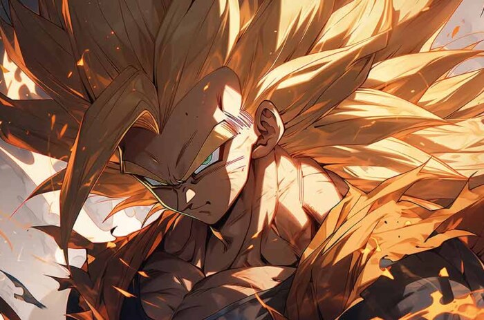 Fond d'écran Goku Super Saiyan 3 en gros plan 4K | Dragon Ball Z Arrière-plan Ultra HD Téléchargement gratuit PC & Téléphone portable