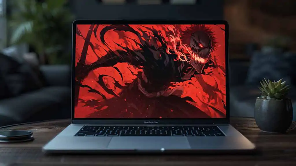Fond d'écran 4K de Kurosaki Ichigo Hollow avec une expression féroce sur fond rouge - Fond d'écran HD gratuit de l'anime Bleach pour ordinateur et mobile