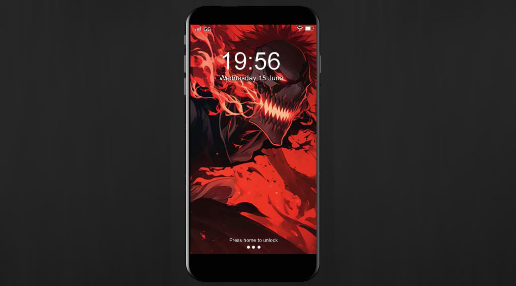 Fond d'écran 4K de Kurosaki Ichigo Hollow avec une expression féroce sur fond rouge - Fond d'écran HD gratuit de l'anime Bleach pour ordinateur et mobile