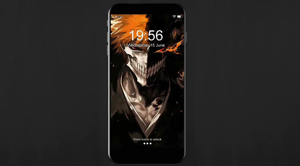 Intense Kurosaki Ichigo Hollow Mask 4K wallpaper with orange hair from Bleach anime, free Ultra HD download with artistic dark style