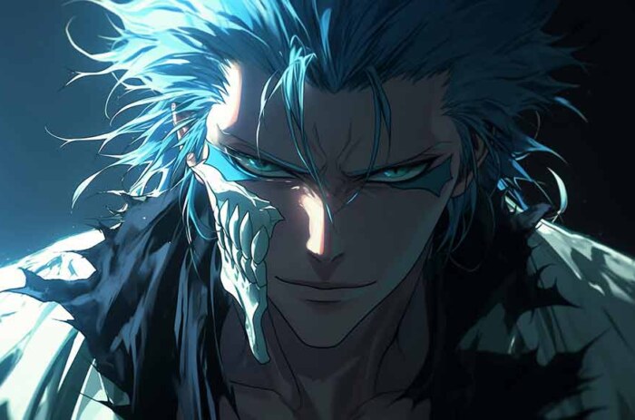 Fond d'écran 4K de Grimmjow Jaegerjaquez en gros plan, tiré de l'anime Bleach, Ultra HD, téléchargement gratuit pour ordinateur et mobile, JPG haute résolution