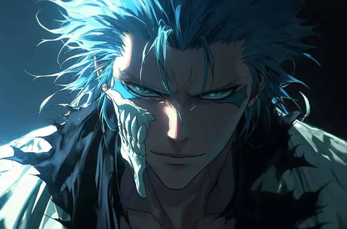 Fond d'écran 4K de Grimmjow Jaegerjaquez en gros plan, tiré de l'anime Bleach, Ultra HD, téléchargement gratuit pour ordinateur et mobile, JPG haute résolution