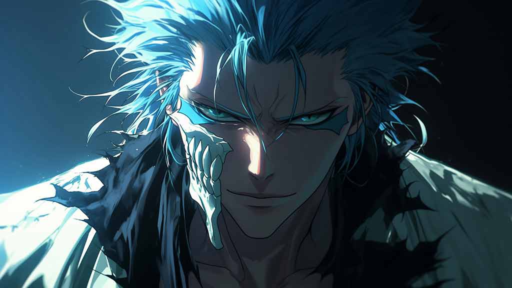 Fond d'écran 4K de Grimmjow Jaegerjaquez en gros plan, tiré de l'anime Bleach, Ultra HD, téléchargement gratuit pour ordinateur et mobile, JPG haute résolution