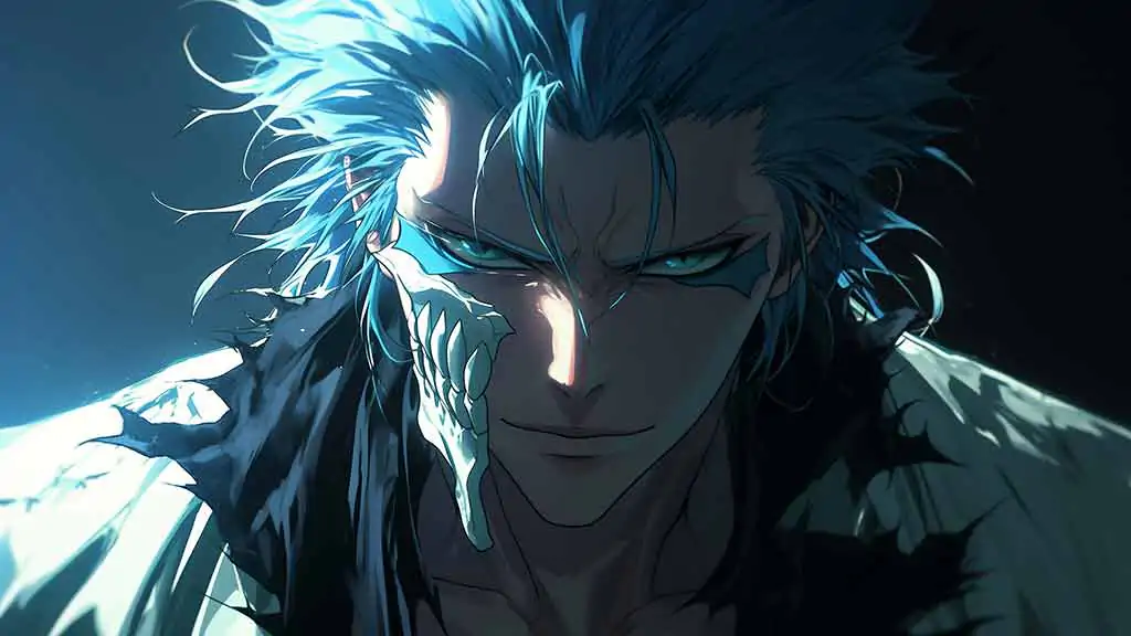 Grimmjow Jaegerjaquez close-up wallpaper 4k from Bleach anime Ultra HD, free download for desktop and mobile, high-resolution JPG