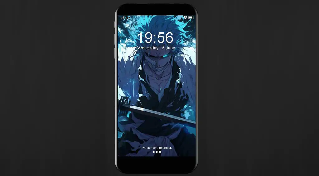 Fond d'écran 4K de Grimmjow Jaegerjaquez avec énergie spirituelle bleue et épée de l'anime Bleach, téléchargement Ultra HD gratuit pour tous les appareils