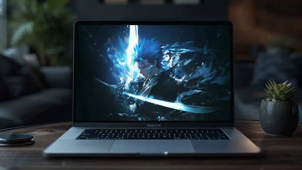 Bleach Anime Grimmjow Jaegerjaquez Espada 4K Wallpaper with glowing blue hair and sword against dark background - Free HD Download