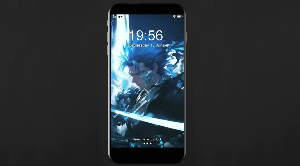 Bleach Anime Grimmjow Jaegerjaquez Espada 4K Wallpaper with glowing blue hair and sword against dark background - Free HD Download