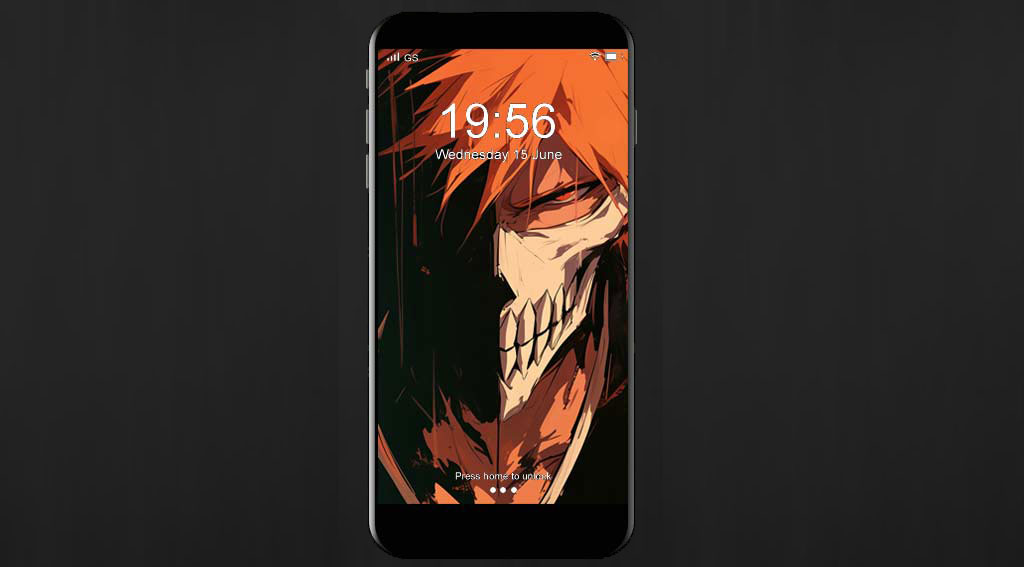Fond d'écran 4K Ichigo Kurosaki de Bleach avec le masque Hollow en qualité Ultra HD pour PC et mobile, téléchargement gratuit en multiples résolutions sans inscription.