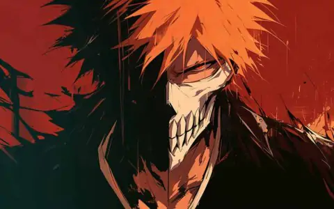 Bleach Anime Kurosaki Ichigo Hollow Mask 4K Wallpaper with orange hair - Ultra HD Free Download for pc and mobile