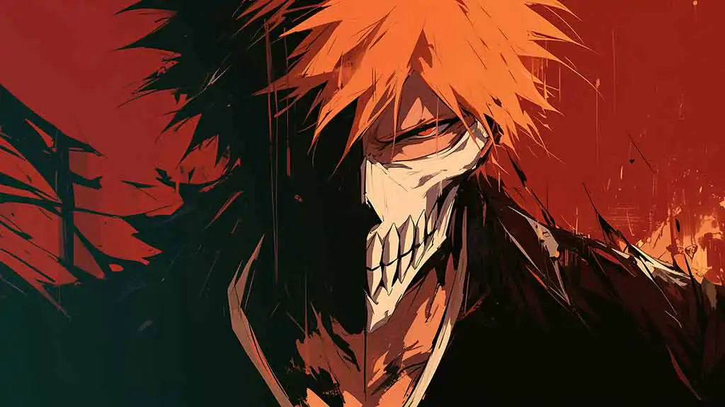 Bleach Anime Kurosaki Ichigo Hollow Mask 4K Wallpaper with orange hair - Ultra HD Free Download for pc and mobile