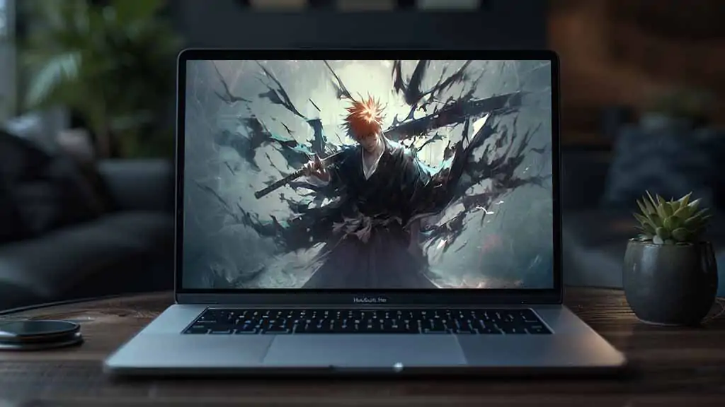 Fond d'écran 4K de Kurosaki Ichigo de l'anime Bleach, sous la forme Soul Reaper tenant son épée téléchargement gratuit pour PC et mobile
