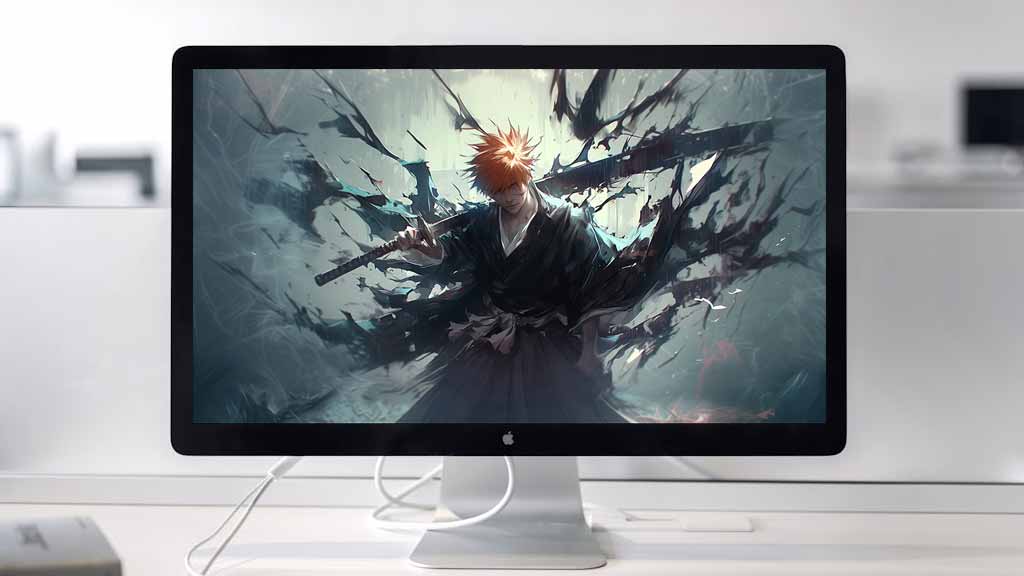 Fond d'écran 4K de Kurosaki Ichigo de l'anime Bleach, sous la forme Soul Reaper tenant son épée téléchargement gratuit pour PC et mobile
