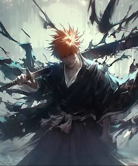 Kurosaki Ichigo wallpaper 4K from Bleach anime, in Soul Reaper form holding his sword free download for pc & mobile