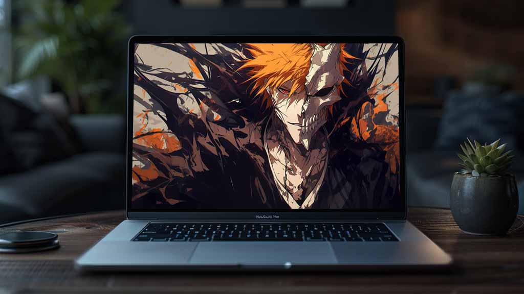 Bleach Kurosaki Ichigo Fond d'écran 4K avec le masque de Hollow à moitié en Ultra HD pour PC et mobile. Téléchargement gratuit en plusieurs résolutions sans inscription.