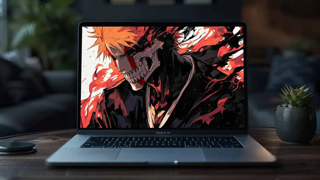 Kurosaki Ichigo with Hollow mask 4K wallpaper with red energy - free Bleach anime HD background for desktop and mobile