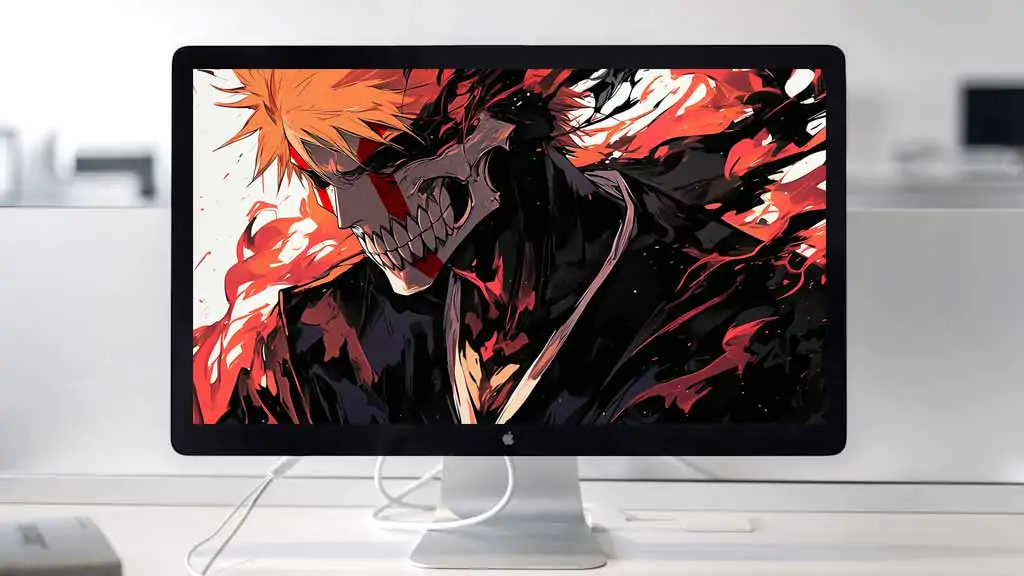 Kurosaki Ichigo with Hollow mask 4K wallpaper with red energy - free Bleach anime HD background for desktop and mobile