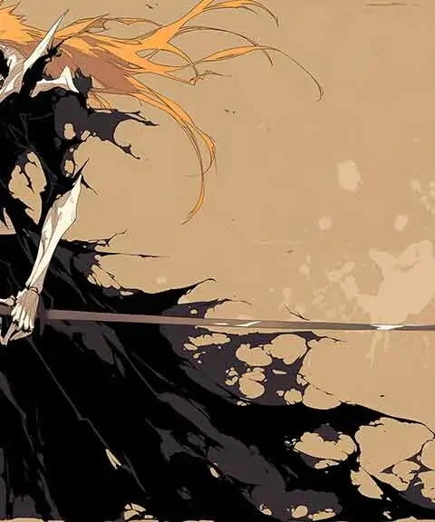 Bleach Anime Kurosaki Ichigo Full Body Hollow Form 4K Wallpaper with long orange hair - Free ultra HD Download