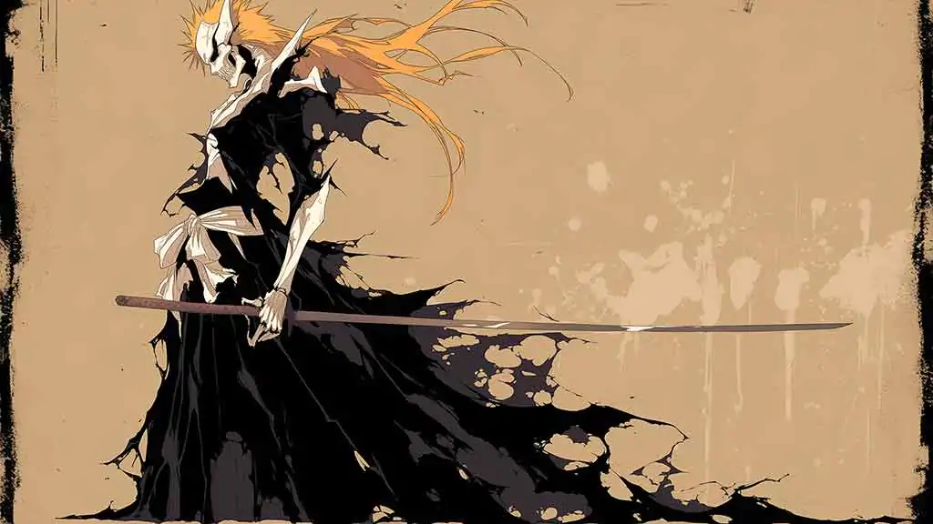 Bleach Anime Kurosaki Ichigo Full Body Hollow Form 4K Wallpaper with long orange hair - Free ultra HD Download