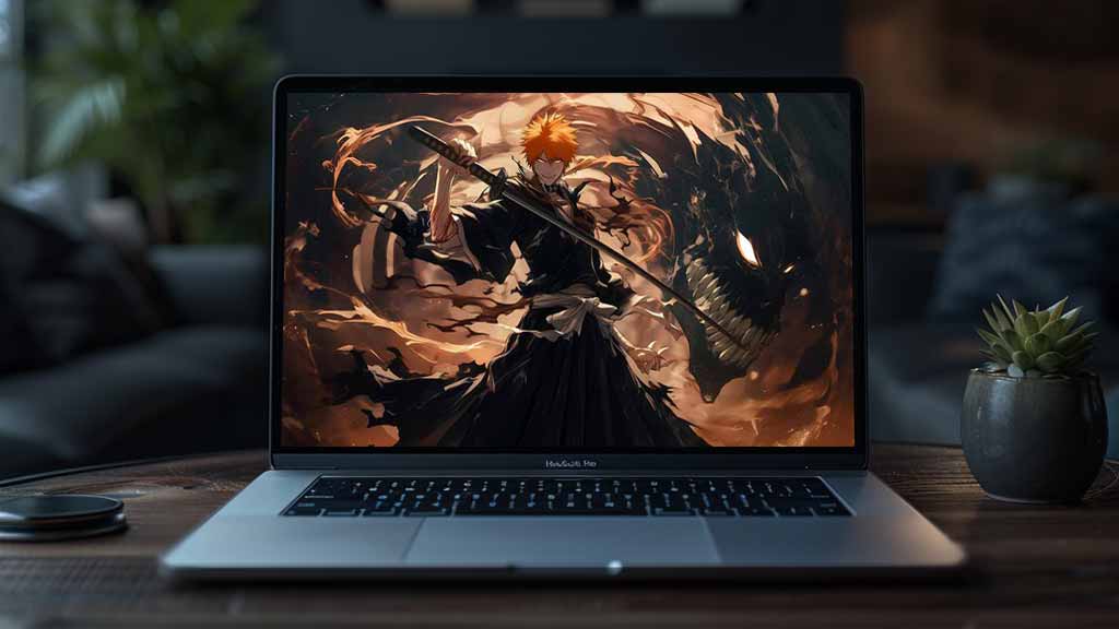 Fond d'écran 4K de Kurosaki Ichigo avec zanpakuto et énergie spirituelle de l'anime Bleach, téléchargement Ultra HD gratuit pour tous les appareils