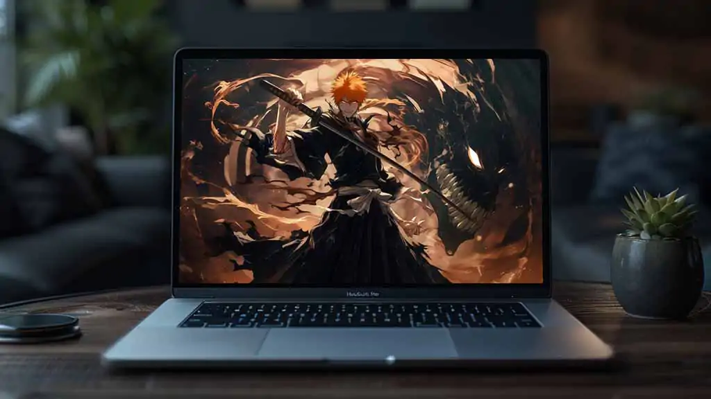 Kurosaki Ichigo 4K wallpaper with zanpakuto and spiritual energy from Bleach anime, free Ultra HD download for all devices