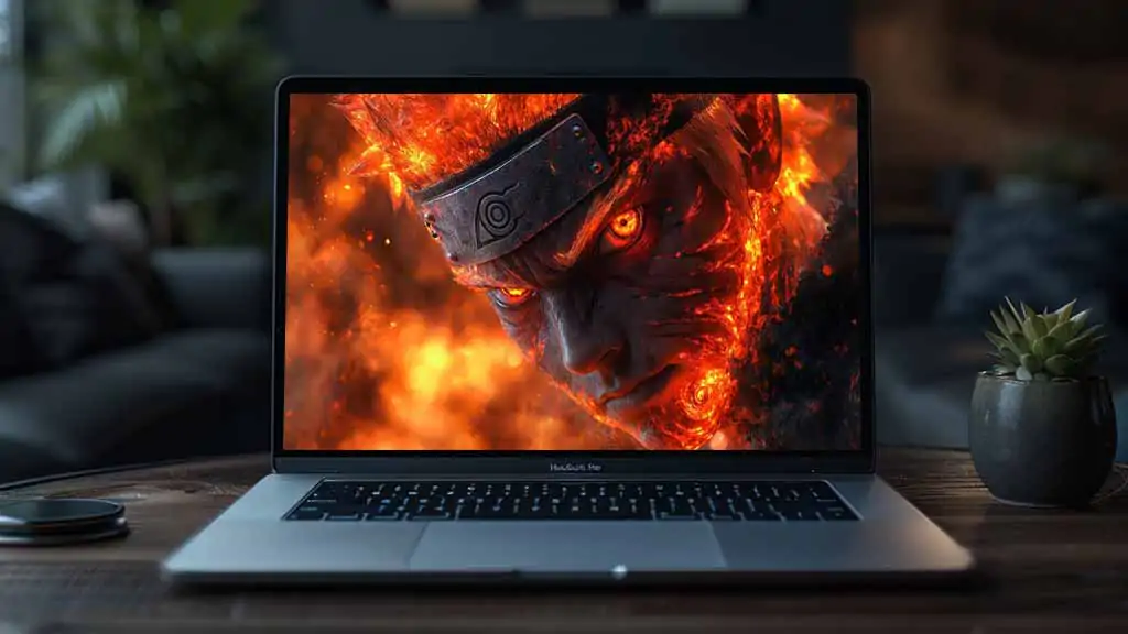 Fond d'écran Naruto en gros plan 4K avec effet de feu Fond d'écran anime Ultra HD Téléchargement gratuit pour ordinateur et mobile