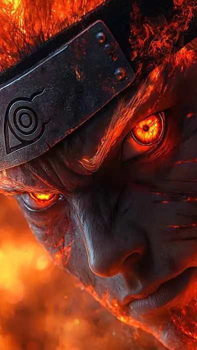 Fond d'écran Naruto en gros plan 4K avec effet de feu Fond d'écran anime Ultra HD Téléchargement gratuit pour ordinateur et mobile