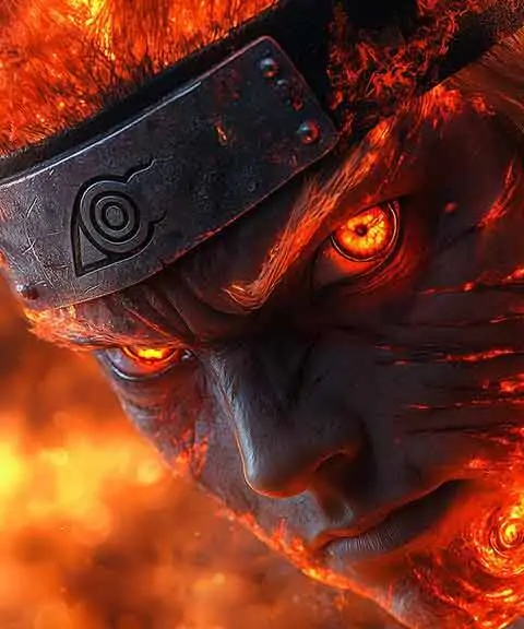 Fond d'écran Naruto en gros plan 4K avec effet de feu Fond d'écran anime Ultra HD Téléchargement gratuit pour ordinateur et mobile
