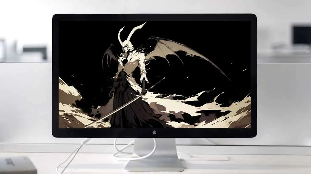 Ulquiorra Cifer Espada 4K wallpaper in monochromatic style - Bleach anime ultra HD free background for desktop and mobile