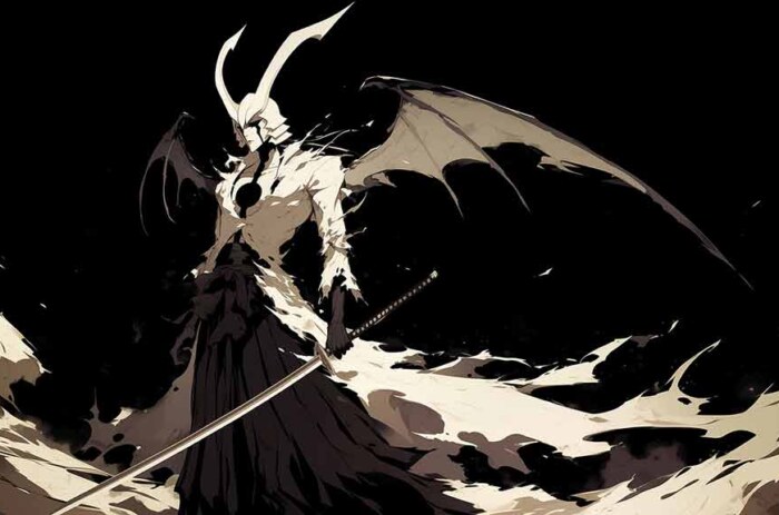 Fond d'écran 4K Ulquiorra Cifer Espada en style monochrome - Fond d'écran gratuit ultra HD de l'anime Bleach pour ordinateur et mobile