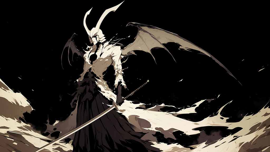 Fond d'écran 4K Ulquiorra Cifer Espada en style monochrome - Fond d'écran gratuit ultra HD de l'anime Bleach pour ordinateur et mobile