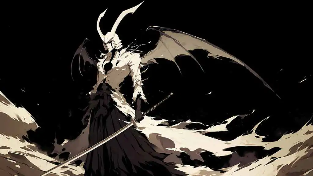 Ulquiorra Cifer Espada 4K wallpaper in monochromatic style - Bleach anime ultra HD free background for desktop and mobile