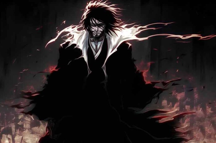 Fond d'écran Zangetsu Bleach anime 4K mettant en vedette l'esprit zanpakuto d'Ichigo - fond d'écran Ultra HD gratuit pour ordinateur et mobile