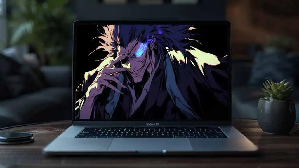 Fond d'écran animé Bleach 4K de Zaraki Kenpachi avec des yeux brillants, fond d'écran ultra HD gratuit pour ordinateur et mobile