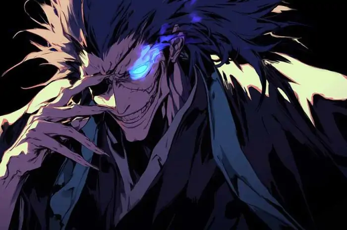 Zaraki Kenpachi Bleach anime 4K wallpaper with glowing eye free ultra HD background for desktop and mobile