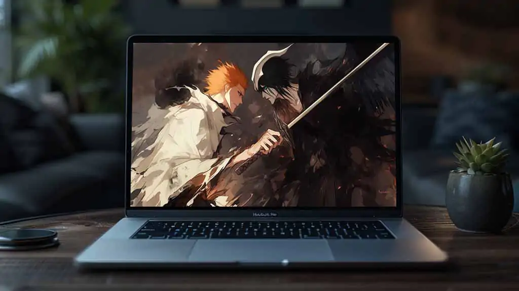 Ichigo vs Ulquiorra 4K wallpaper showing the fight between Soul Reaper and Fourth Espada - free Bleach anime HD background for pc & mobile