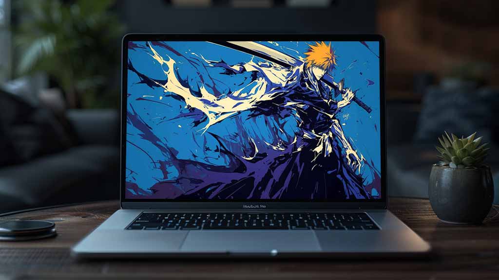 Bleach anime Kurosaki Ichigo 4K fond d'écran avec effet bleu téléchargement gratuit ultra HD pour PC et mobile