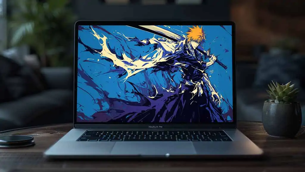 Bleach anime Kurosaki Ichigo 4K wallpaper with blue effect free download ultra HD for PC and mobile