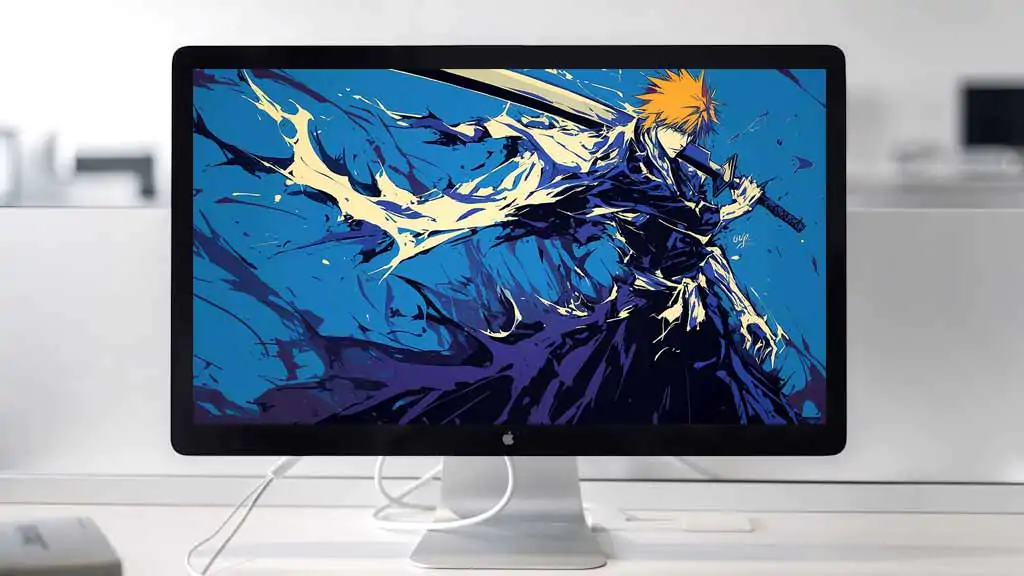 Bleach anime Kurosaki Ichigo 4K wallpaper with blue effect free download ultra HD for PC and mobile