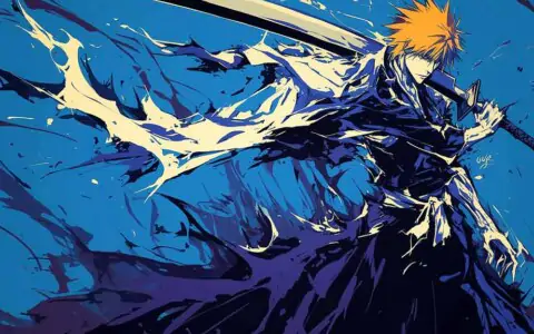 Bleach anime Kurosaki Ichigo 4K wallpaper with blue effect free download ultra HD for PC and mobile