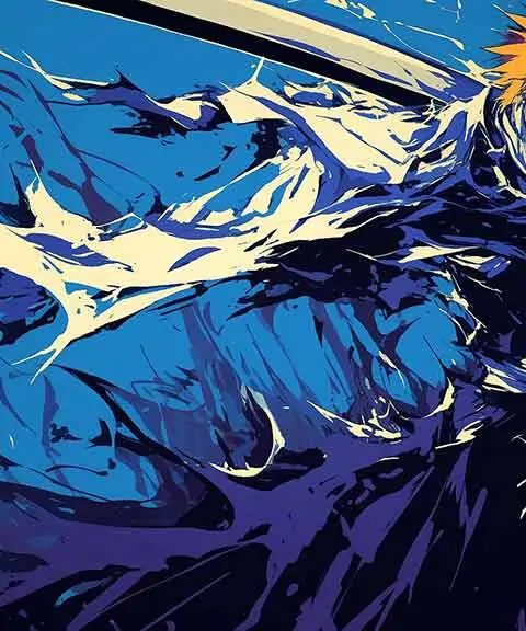 Bleach anime Kurosaki Ichigo 4K wallpaper with blue effect free download ultra HD for PC and mobile