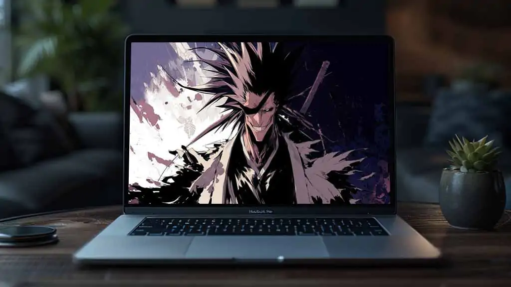 Zaraki Kenpachi 4K wallpaper with spiked hair and menacing smile from Bleach anime, free Ultra HD download