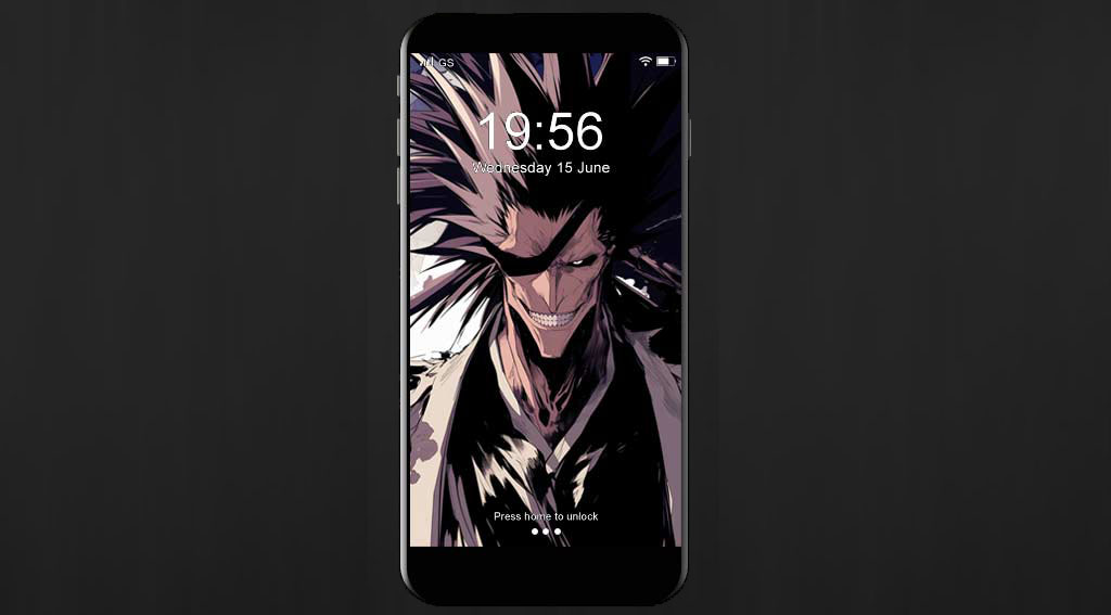 Fond d'écran 4K de Zaraki Kenpachi avec des cheveux hérissés et un sourire menaçant de l'anime Bleach, téléchargement Ultra HD gratuit