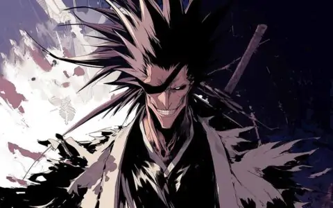 Zaraki Kenpachi 4K wallpaper with spiked hair and menacing smile from Bleach anime, free Ultra HD download