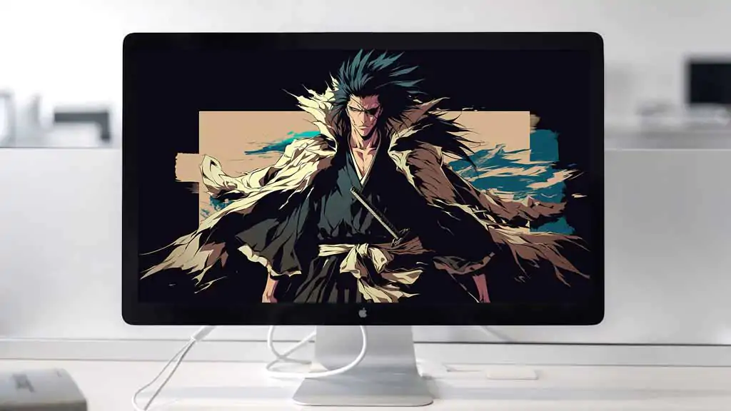 Fond d'écran 4K de Zaraki Kenpachi avec des cheveux hérissés de l'anime Bleach, téléchargement gratuit en Ultra HD
