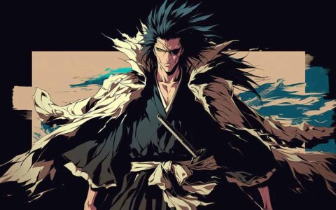 Fond d'écran 4K de Zaraki Kenpachi avec des cheveux hérissés de l'anime Bleach, téléchargement gratuit en Ultra HD