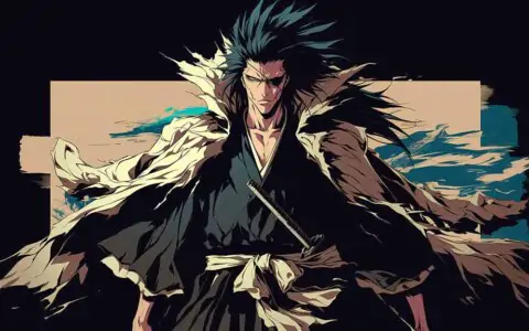 Fond d'écran 4K de Zaraki Kenpachi avec des cheveux hérissés de l'anime Bleach, téléchargement gratuit en Ultra HD