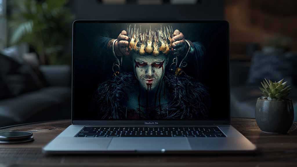 Ivar the Boneless Vikings series wallpaper 4K with bone crown and war paint, legendary Viking prince, free download Ultra HD for desktop and laptop