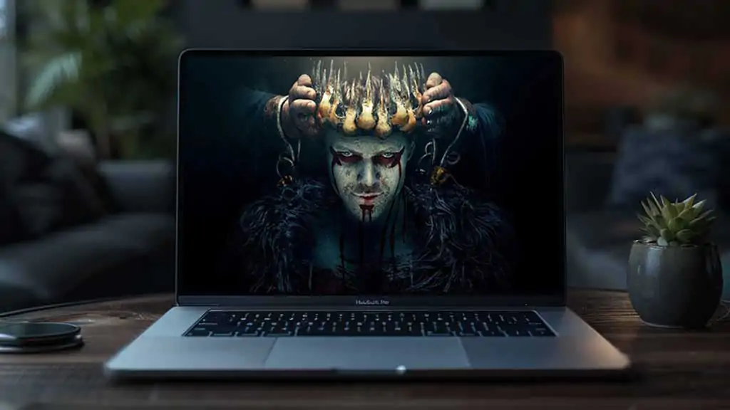 Ivar the Boneless Vikings series wallpaper 4K with bone crown and war paint, legendary Viking prince, free download Ultra HD for desktop and laptop